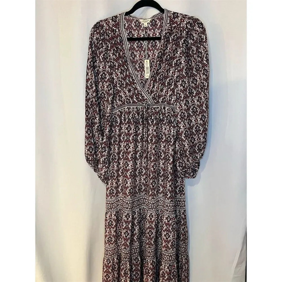 Max Studio Women's Floral Maxi Dress V-Neck Long Sleeve Size M - Picture 7 of 14